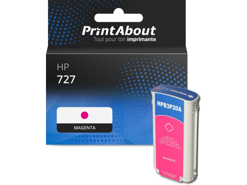 Cartucho de tinta PrintAbout compatible HP 727 - Magenta - Alta capacidad