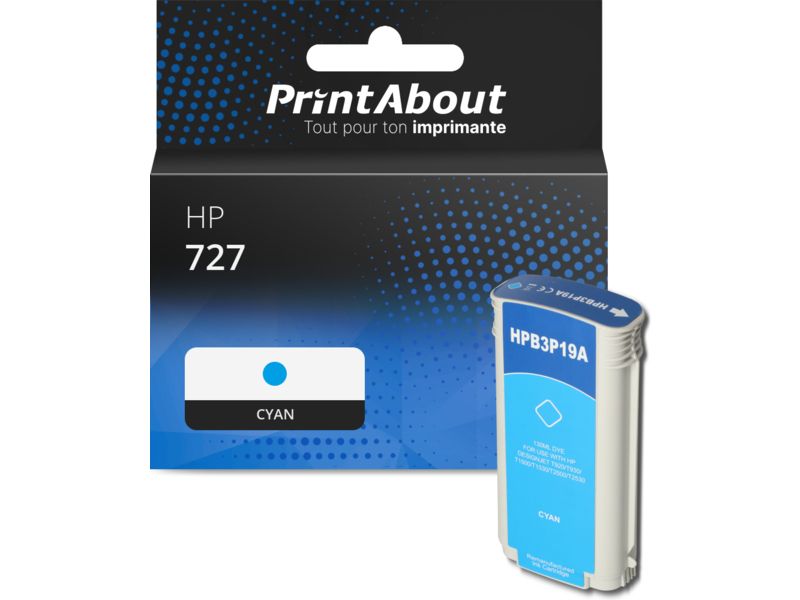 Cartucho HP 727 compatible - Cian - Alta capacidad