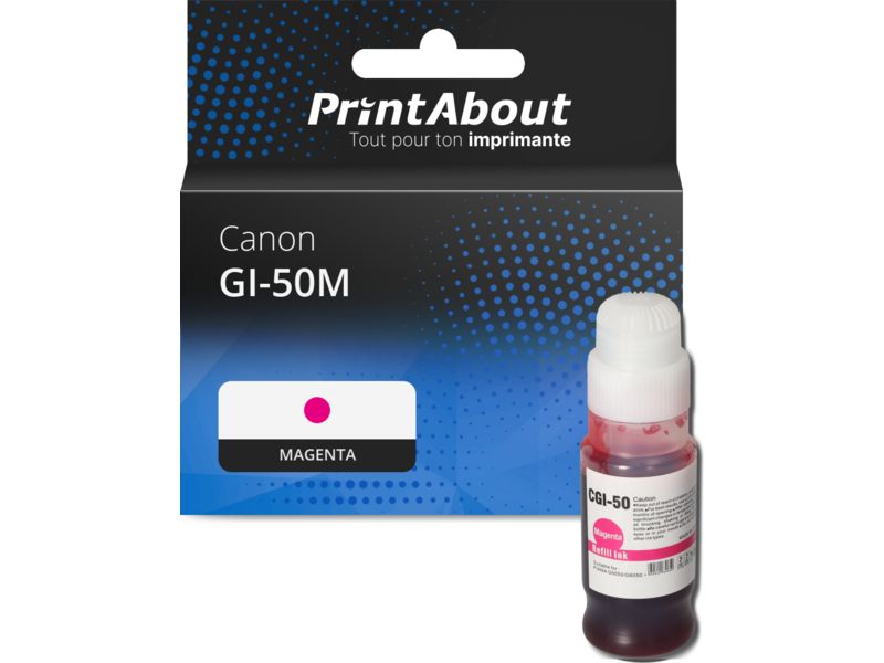 Cartouche d'encre PrintAbout compatible Canon GI-50M - Magenta - Grande capacité