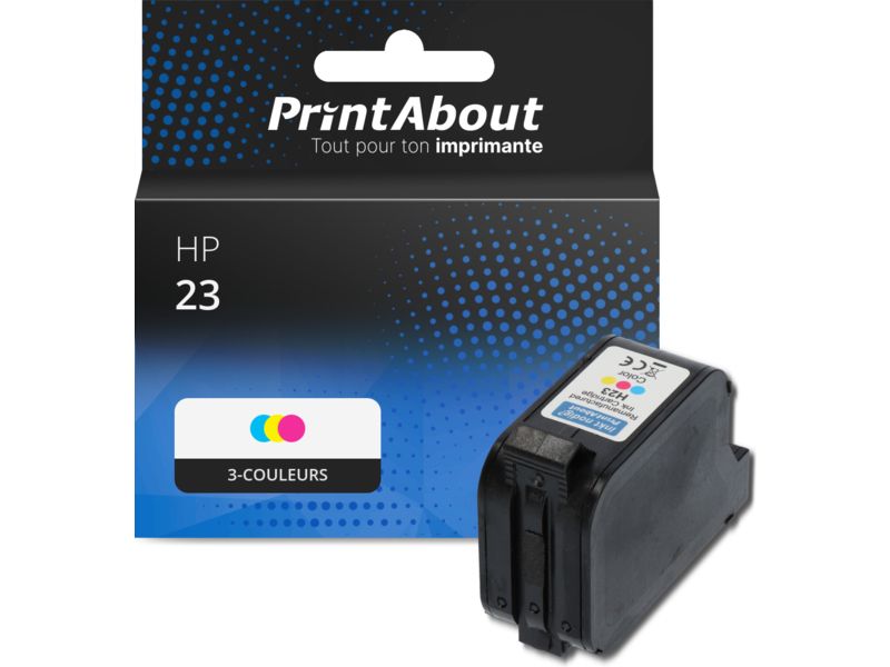 Cartouche d'encre tri-couleurs PrintAbout HP 23 (C1823D) - 48 ml