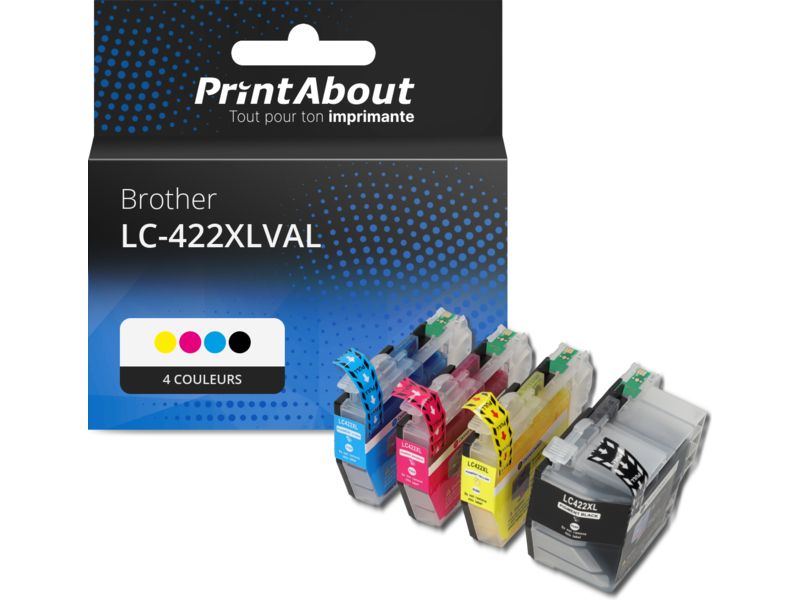 Cartucho compatible Brother LC-422XLVAL - 4 colores - Alta capacidad - Multipack por PrintAbout