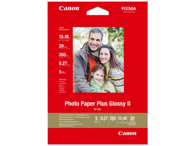 Canon PP-201 Glossy Photo Paper, 265gsm, 13x18cm (20 Sheets)