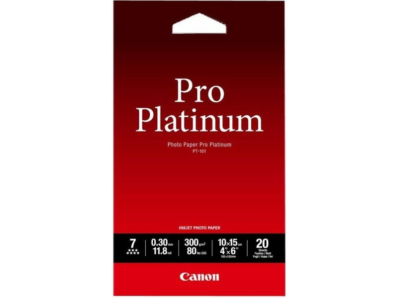 Papier photo Canon PT-101 Platine, 300 g/m², 10 x 15 cm (20 feuilles)
