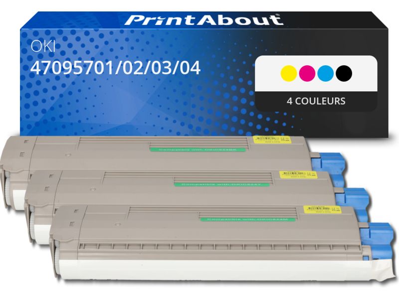 PrintAbout OKI Compatible Toner 47095701/02/03/04 - 4 Colors - Multipack