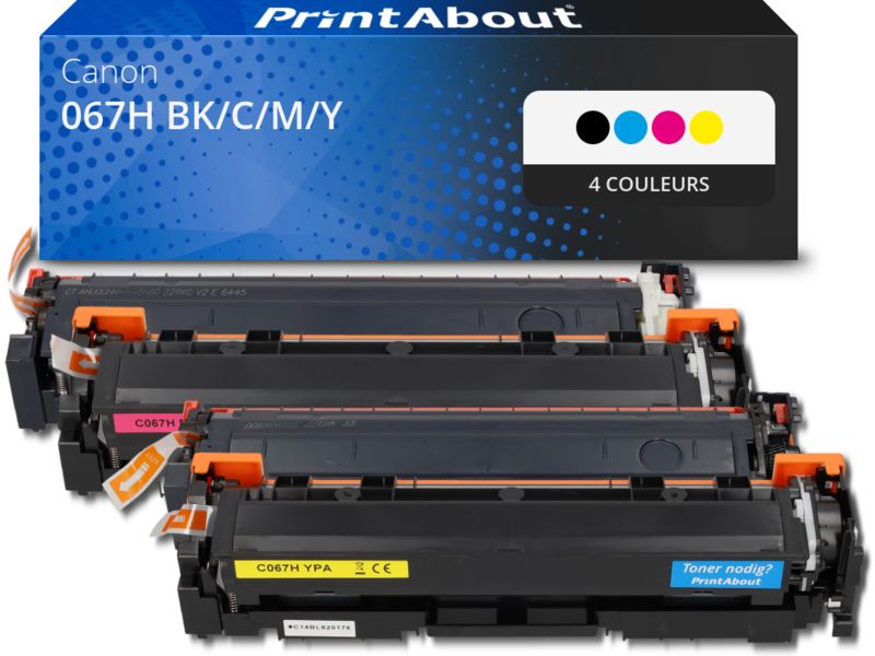 Toner compatible Canon 067H - Noir, cyan, magenta, jaune - Grande capacité - Multipack