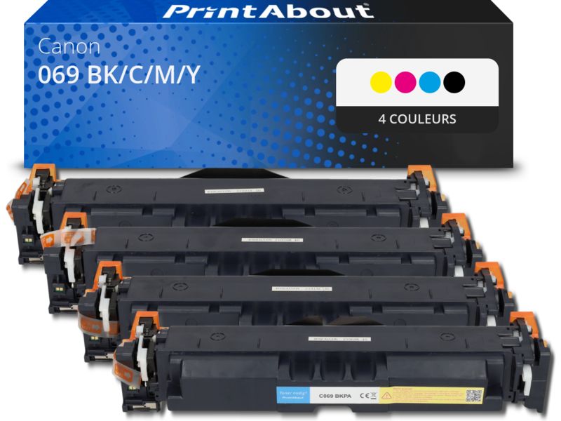 Toner compatible Canon 069 - Noir, Cyan, Magenta, Jaune - Multipack de 4