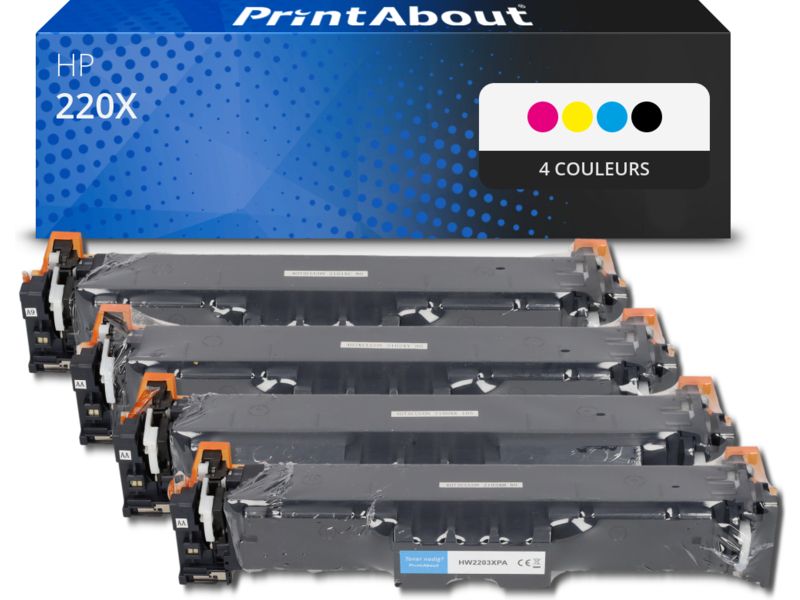 PrintAbout Compatible HP 220X Toner (W2200/01/02/03X) - 4 Colors - High Capacity - Multipack