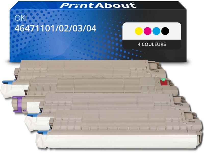 PrintAbout OKI Compatible Toner - 4 Colors - Multipack (46471101/02/03/04)