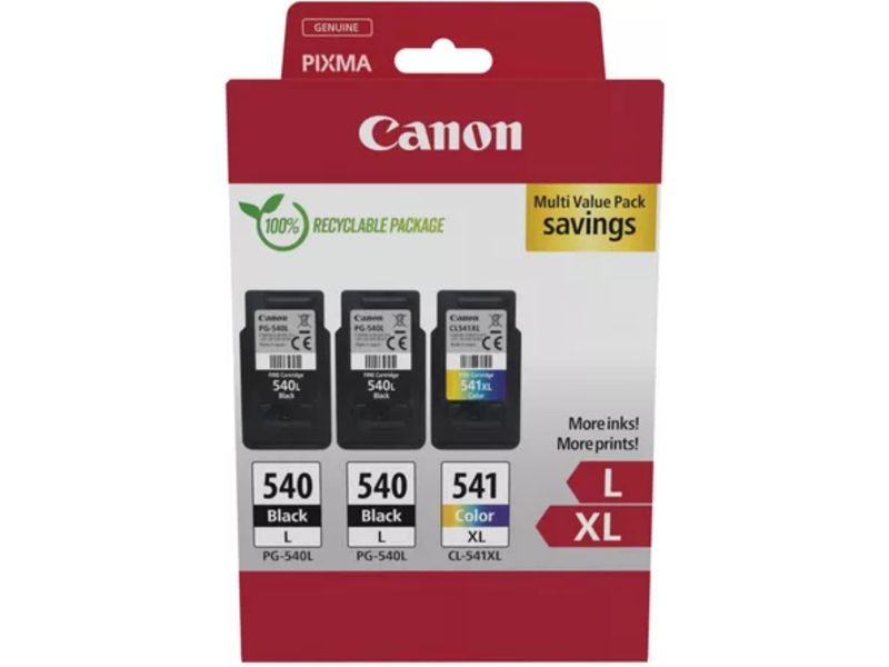 Multipack Canon PG-540L + PG540L + CL 541XL - Noir + 3 couleurs - Cartouche d'encre