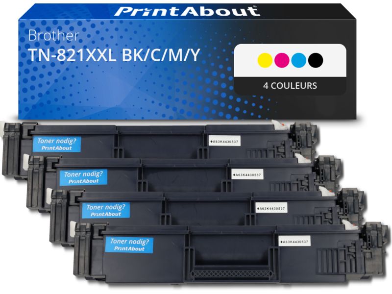Toner compatible Brother TN-821XXL PrintAbout - 4 colores - Capacidad muy alta - Multipack