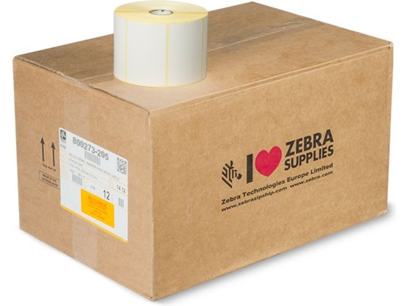 Zebra 800273-205 Label Roll, 12 Rolls, Black on White, 76mm x 51mm