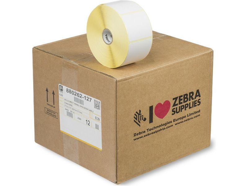 Zebra 800262-127 Label Roll, Black on White, 57mm x 32mm, 12 Rolls