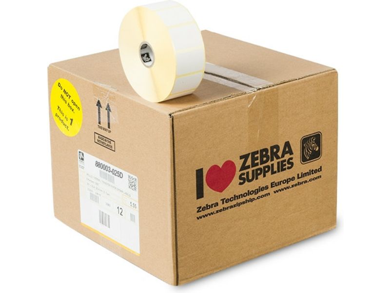Zebra 880003-025D Label, Black on White, 12 Rolls (38mm x 25mm)