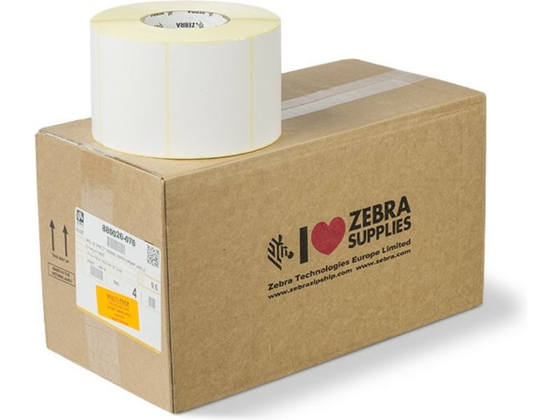 Zebra 880026-076 Label, Black on White, 4 Rolls (102mm x 76mm)