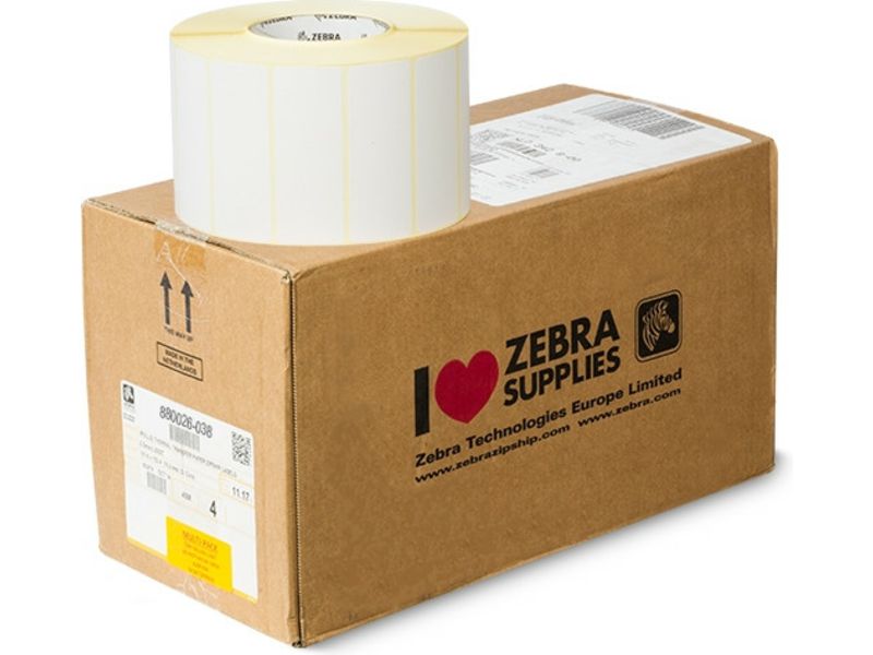 Zebra 4-Roll Label, 102mm x 38mm, Black on White