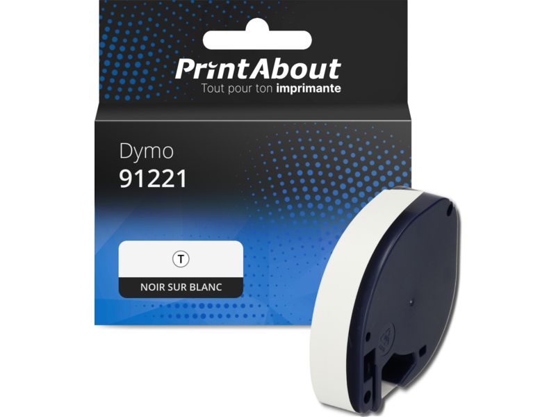 Ruban compatible Dymo PrintAbout (S0721660) - Noir sur blanc