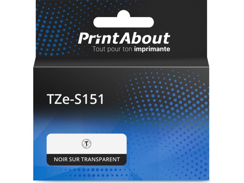 Ruban compatible Brother TZe-S151 - (24 mm x 24 mm) - Noir sur transparent