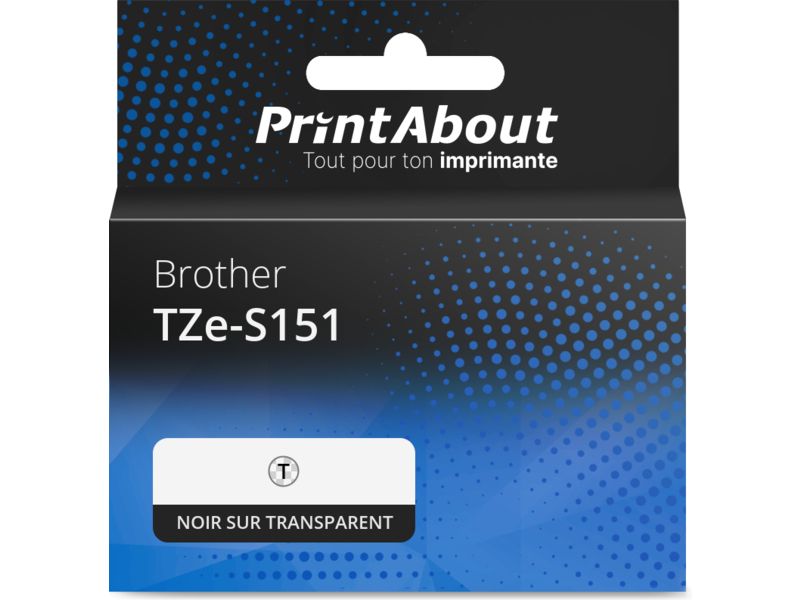 Tinta compatible para Brother TZe-S151 - (24 mm x 24 mm) - Negro sobre transparente