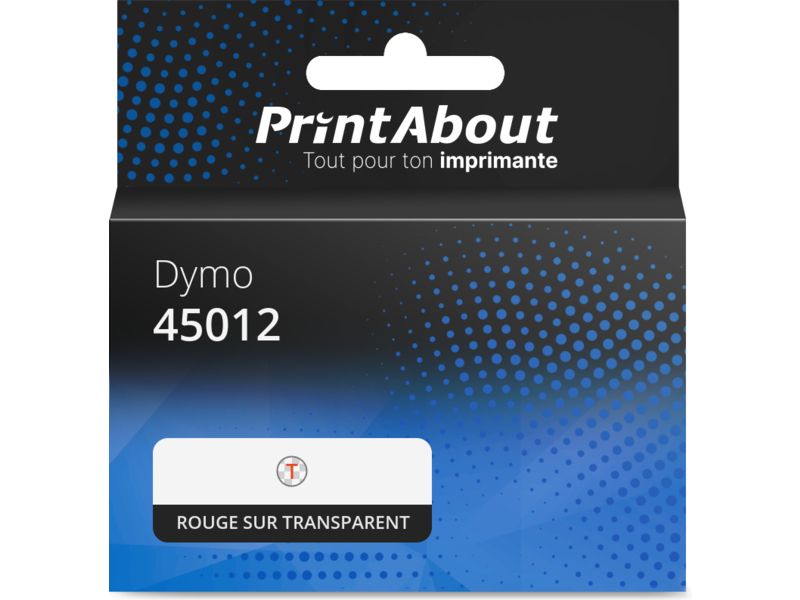 Tinta compatible Dymo PrintAbout (S0720520) - 12 mm - Rojo sobre transparente