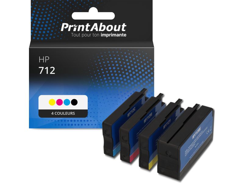 Cartouche compatible HP 712 - 4 couleurs - Multipack