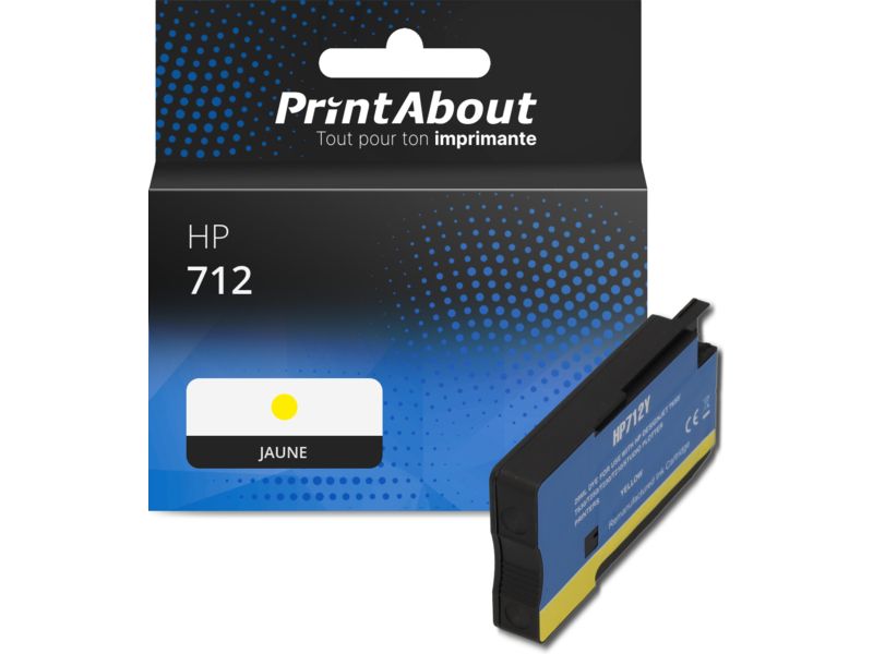 Cartouche compatible HP 712 PrintAbout - Jaune (3ED69A)