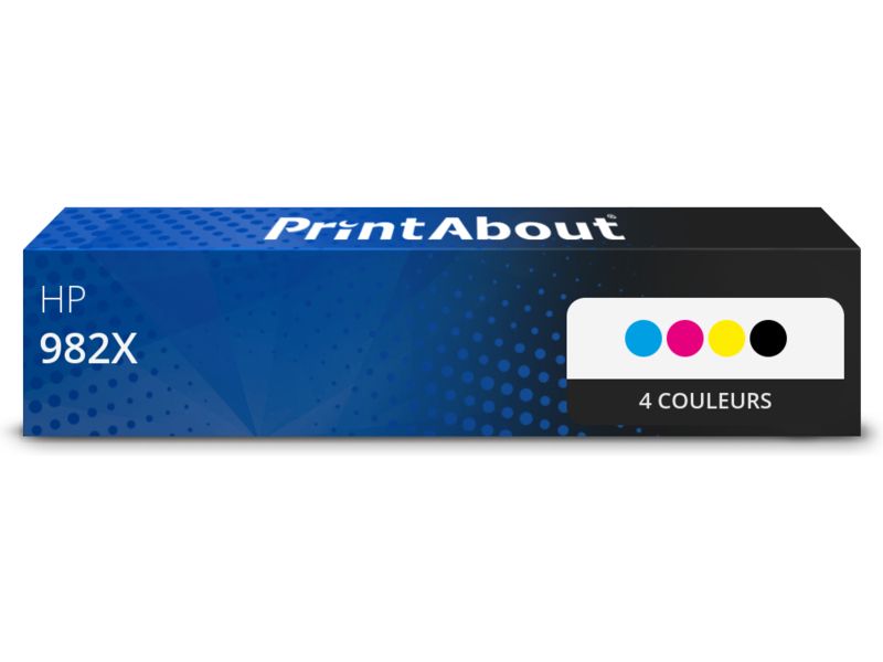 Cartouche compatible HP 982X PrintAbout - Paquet multiplateau de 4 couleurs haute capacité
