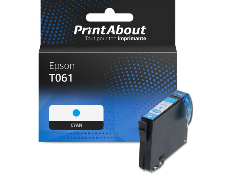 Cartouche d'encre compatible Epson T061 PrintAbout - Cyan (C13T061240, 15,5 ml)