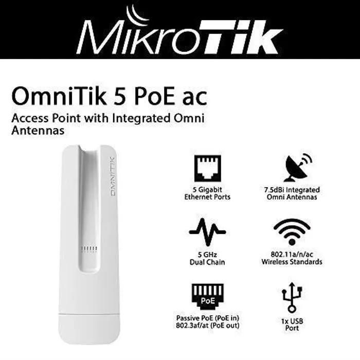 Mikrotik RBOmniTikPG-5HacD 5 GHz Gigabit Router with PoE