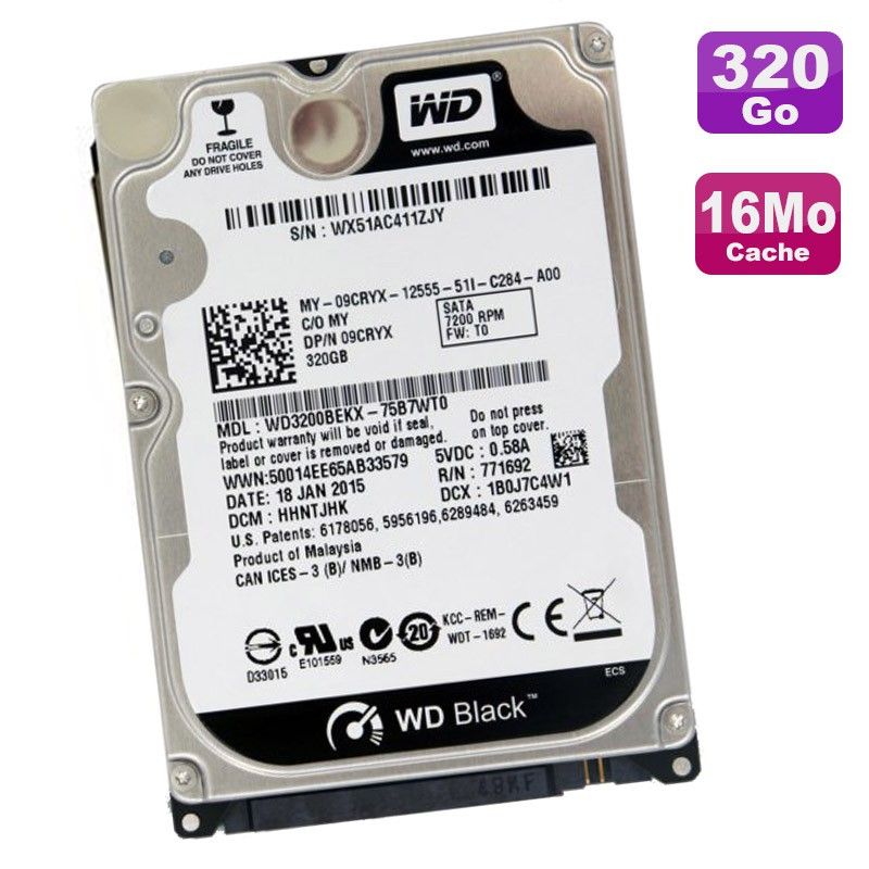 Disco duro Western Digital 320 GB SATA 2,5'' - Negro WD3200BEKX