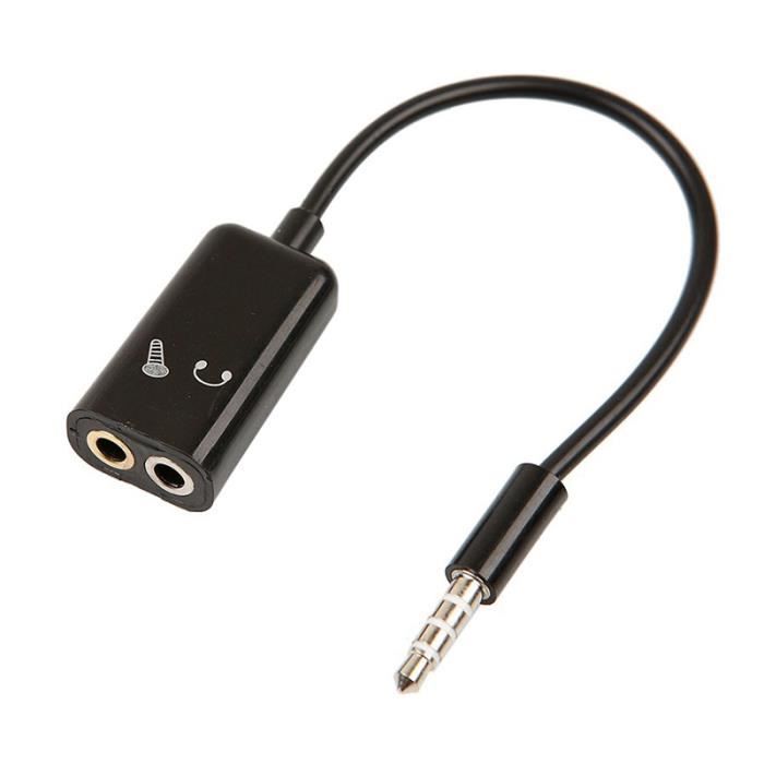 Stereo Audio Adapter 18 cm, 3.5mm Male to Dual Female Connector for Headphones and Microphone, Phone, MP3, Computer, CD - Black - Street Tech ®