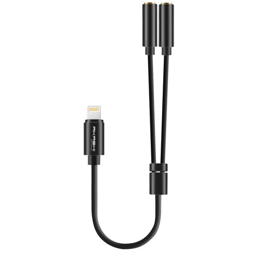 Adaptateur audio Akashi Lightning vers 2 entrées Jack 3,5 mm