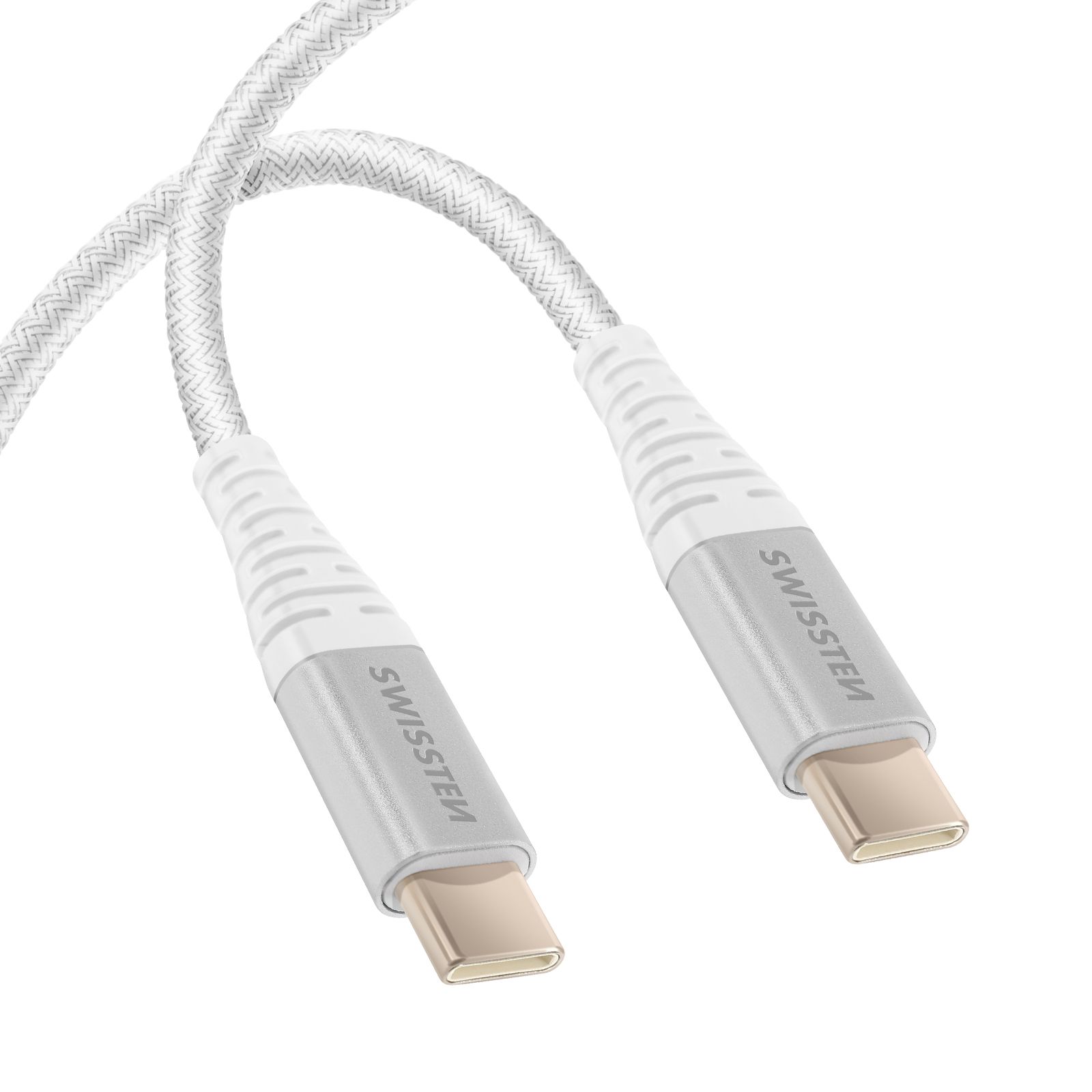 Cable de carga rápida Swissten USB-C a USB-C, 1,5 m, Blanco