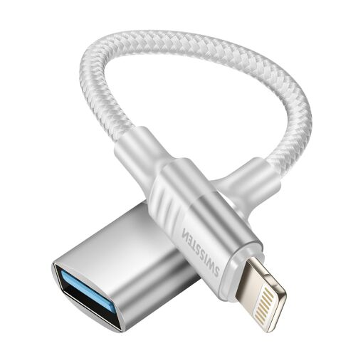 Adaptador OTG iPhone Lightning a USB de Swissten, Blanco