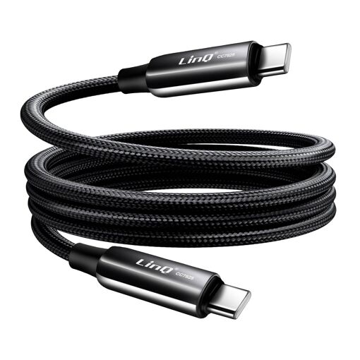 Câble LinQ USB-C vers USB-C 4A de 80W avec livraison d'énergie et tresse en nylon 1,2 m Noir