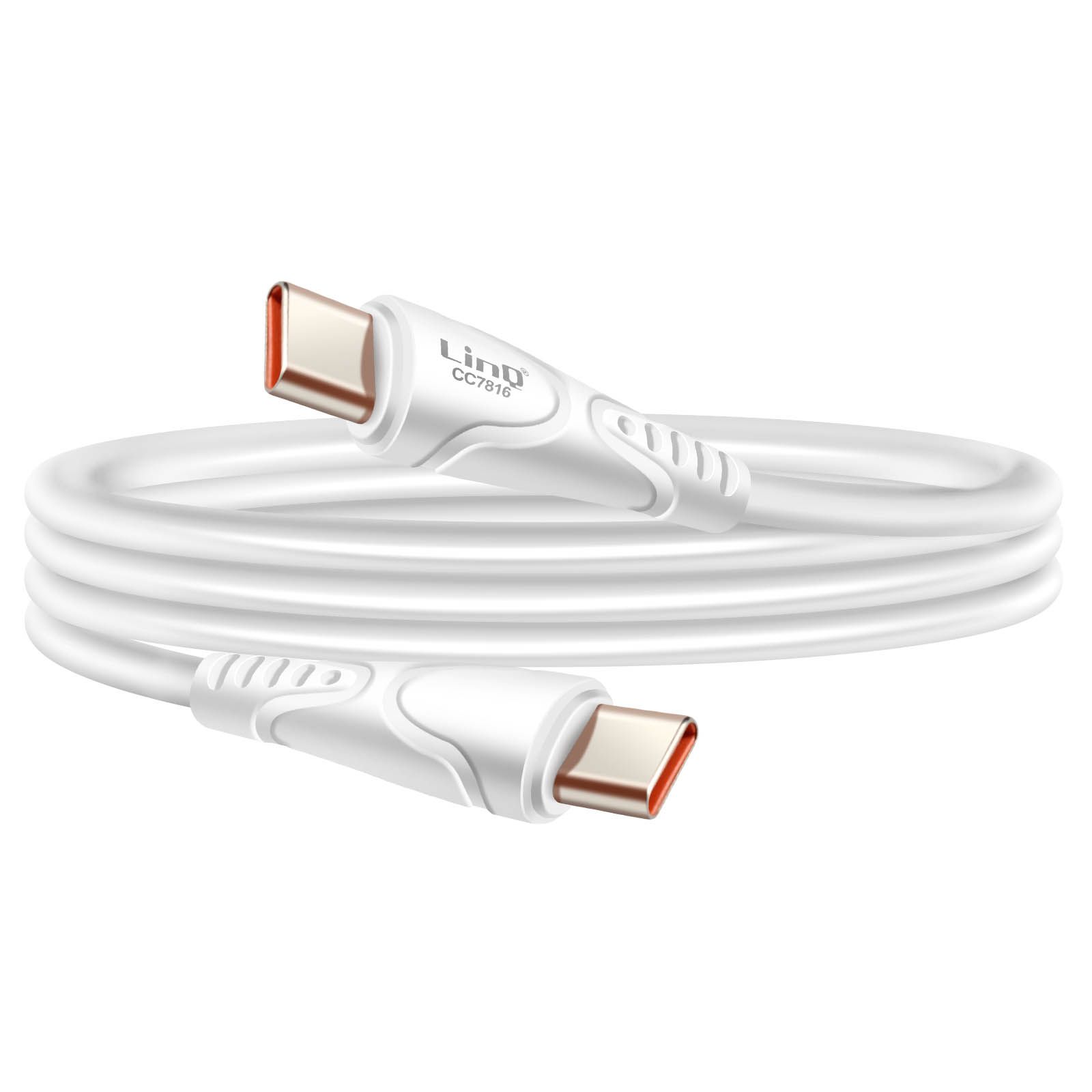 LinQ USB-C to USB-C 4A Fast Charging 80W Flexible Silicone Cable 1m White