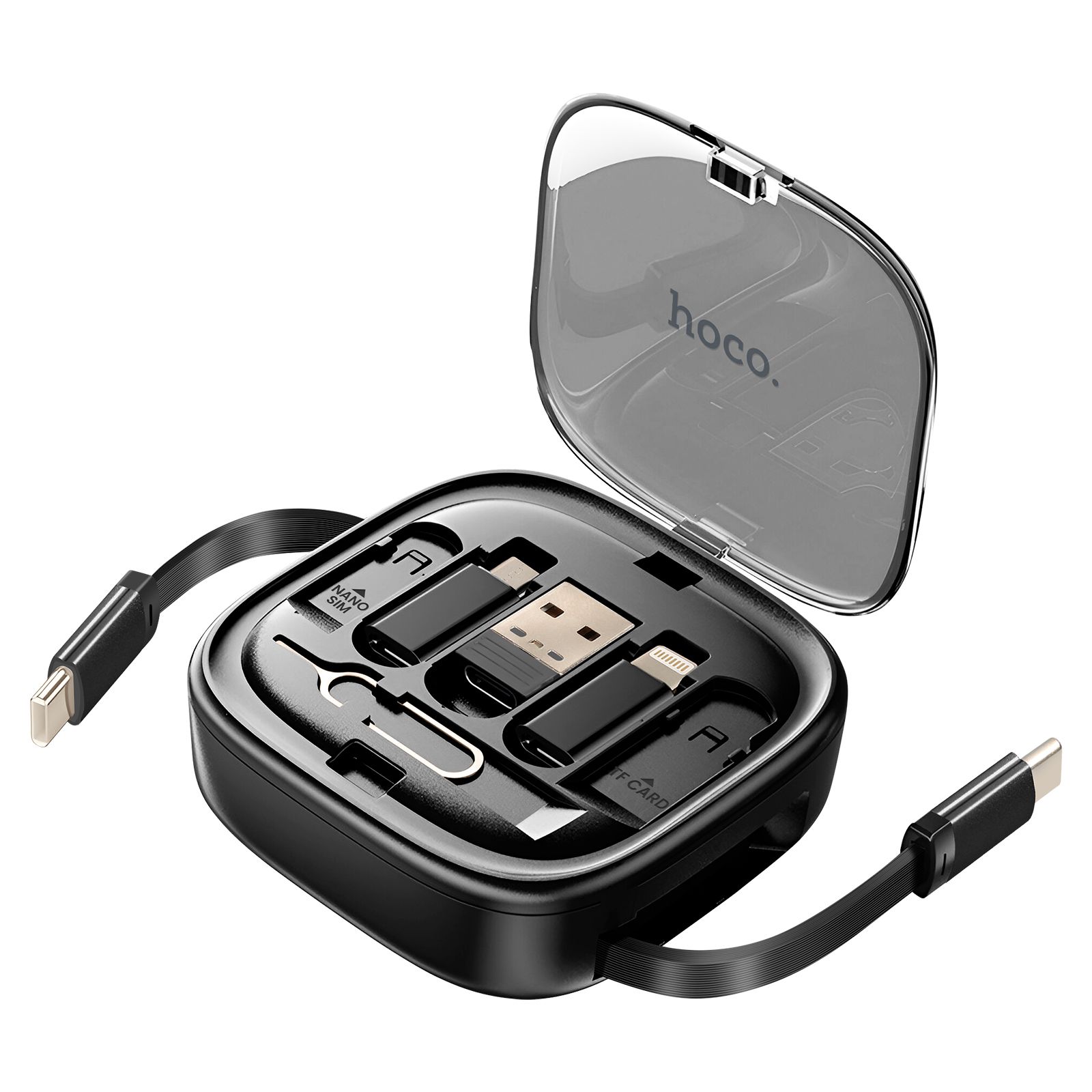 Câble USB-C Hoko 6-en-1 de charge rapide 60W avec adaptateurs universels - Noir