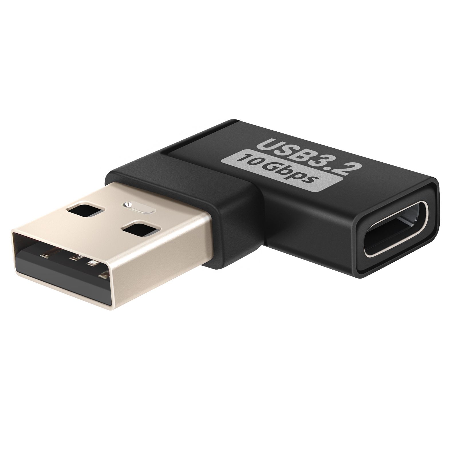 LinQ 90 Degree USB-C to USB-A Adapter (10Gbps, Black)