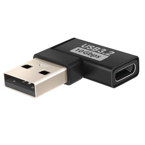 Adaptador USB-C a USB-A de 90 grados LinQ (10 Gbps, Negro)