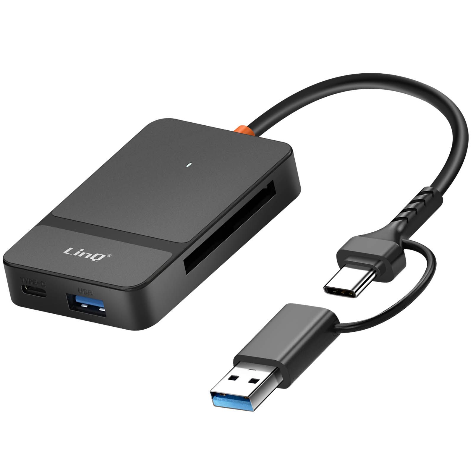 LinQ 8-in-1 USB and USB-C Card Reader - Black