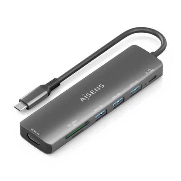AISENS Type-C Docking Station with USB 3.2 (3.1) and 100W Power Delivery, Gray
