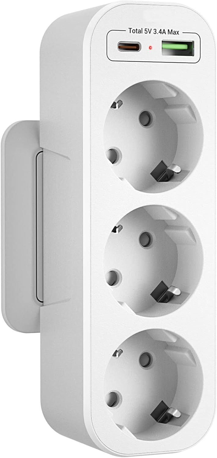 MAEC GROUPE CAHORS 3-Way Vertical Wall USB C Power Strip with 2 USB Ports