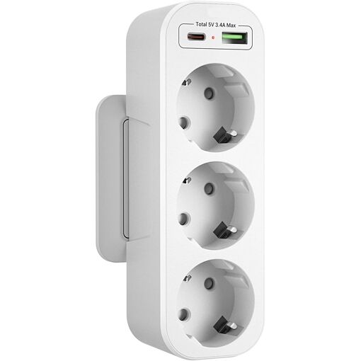 MAEC GROUPE CAHORS 3-Way Vertical Wall USB C Power Strip with 2 USB Ports