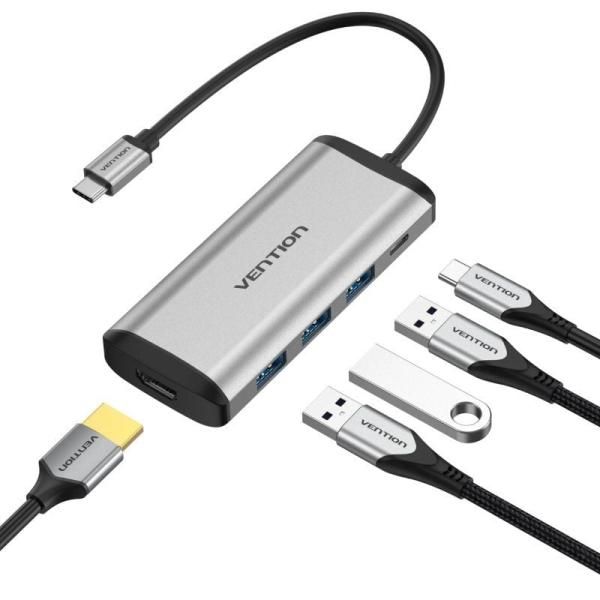 Vention Type-C Docking Station with USB 3.2 Gen 1 (3.1 Gen 1) - Gray