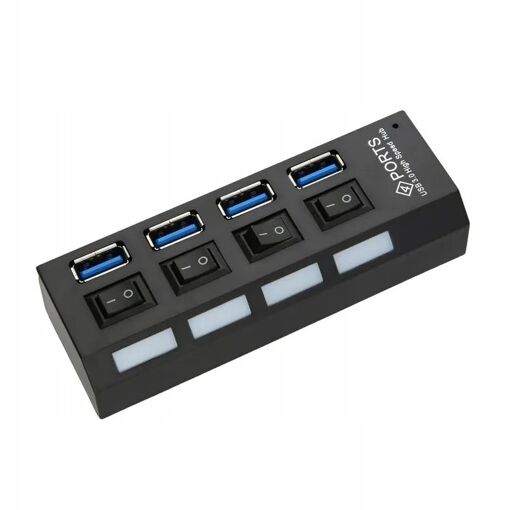 Hub USB 3.0 PAWONIK de 4 puertos - Negro