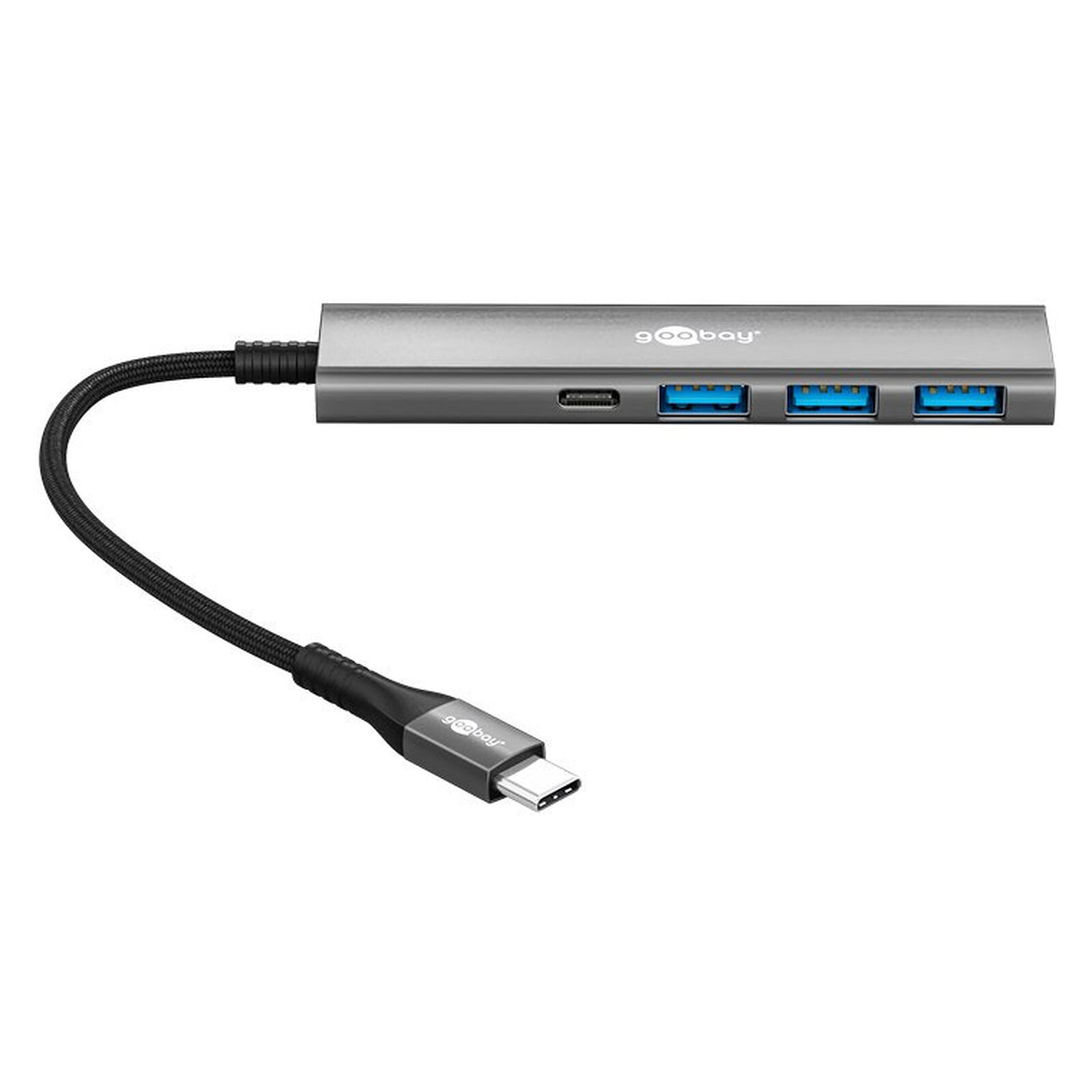 Hub USB Goobay Slim de 4 puertos (USB-C a 1x USB-C + 3x USB-A)