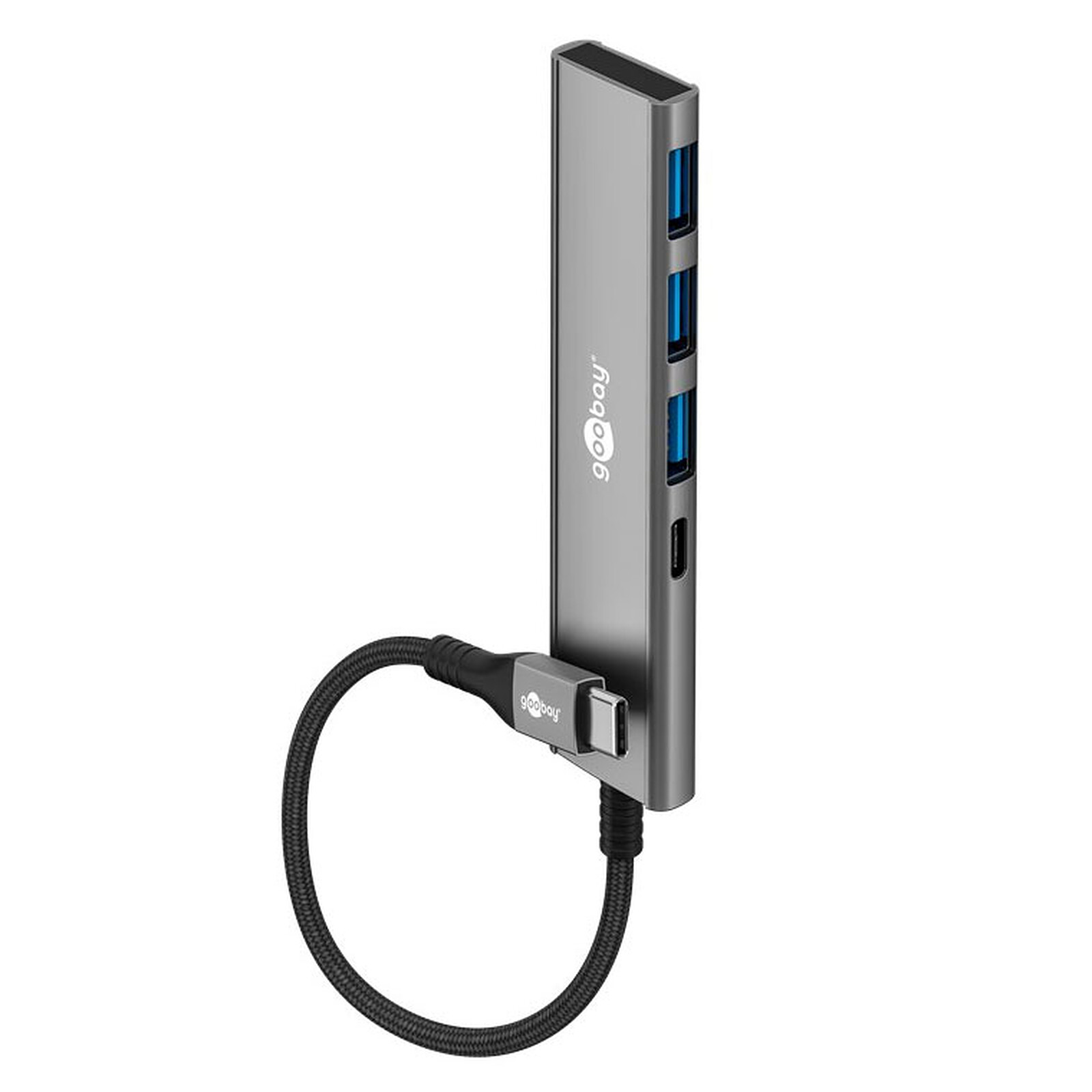 Hub USB Goobay Slim de 4 puertos (USB-C a 1x USB-C + 3x USB-A)