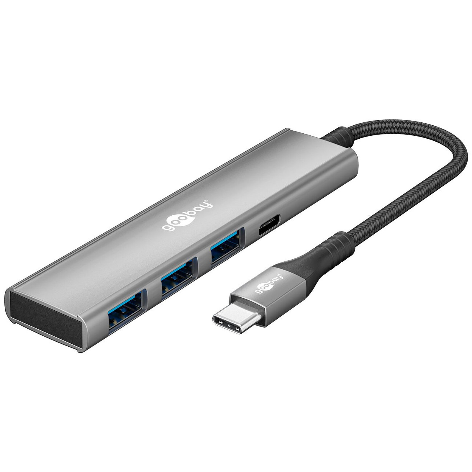 Hub USB Goobay Slim de 4 puertos (USB-C a 1x USB-C + 3x USB-A)
