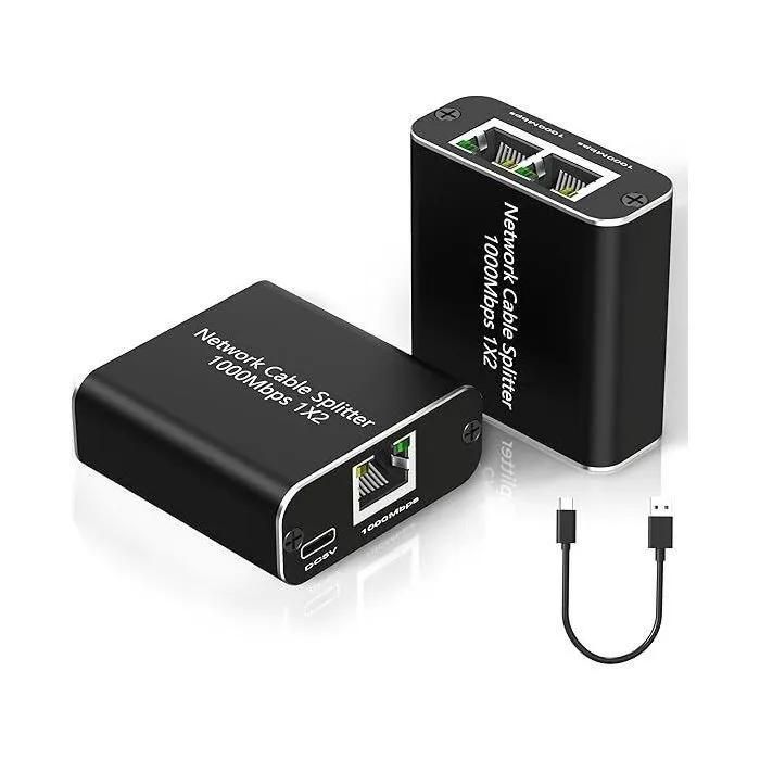 Network Switch - 2 RJ45 Ports - Gigabit 1000 Mbps - Plug-and-Play - No Configuration Needed
