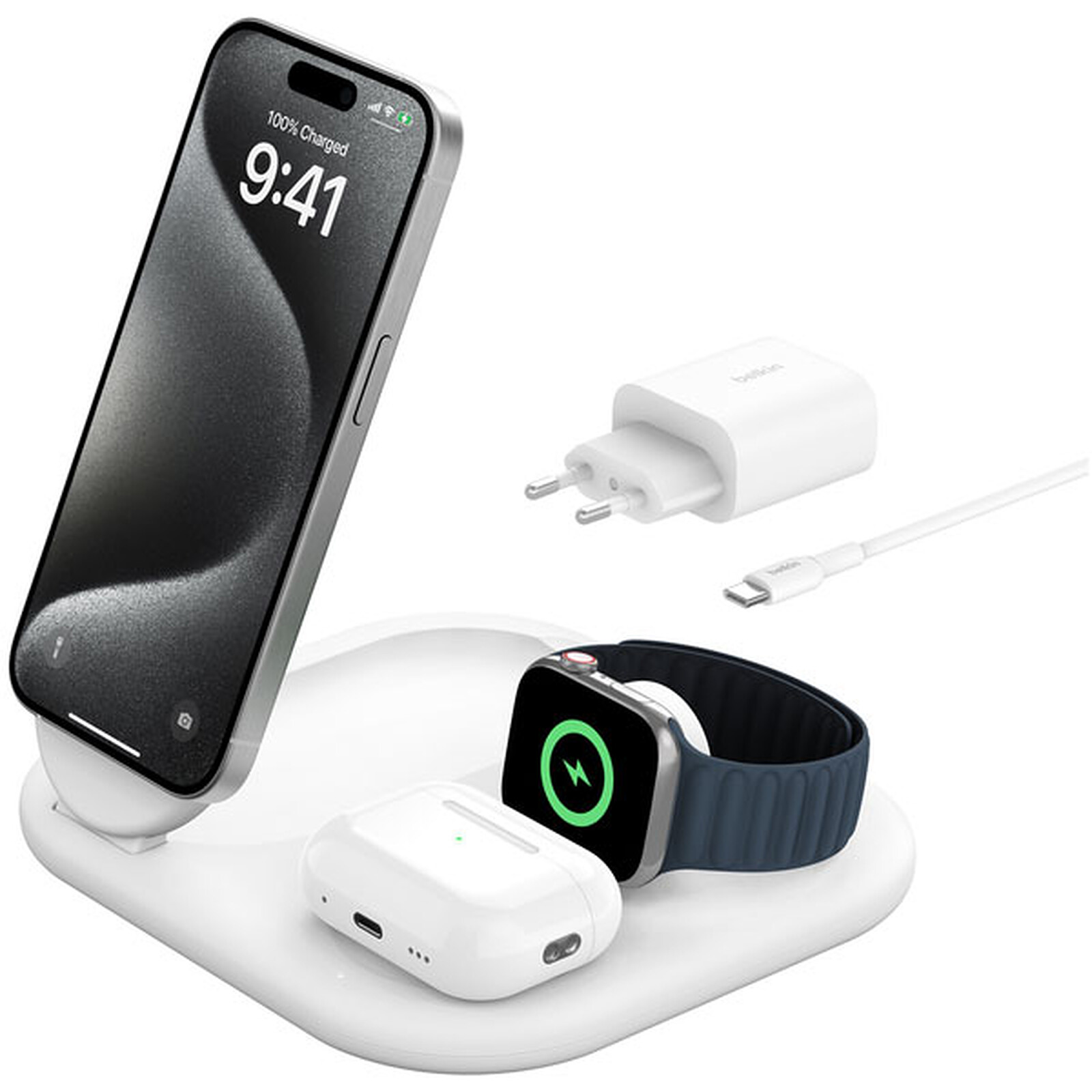 Belkin BoostCharge Magnetic Stand 3-in-1 Qi2 15W White