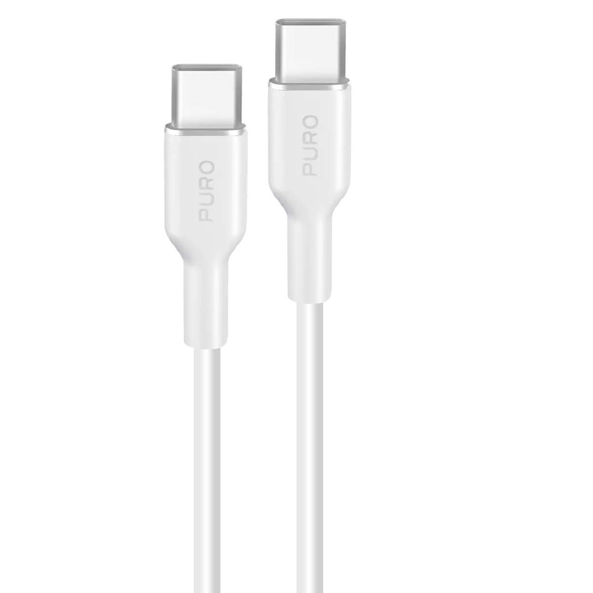 Cable Puro USB-C a USB-C 3A, 60W, 1.5m, Suave de Silicona, Blanco